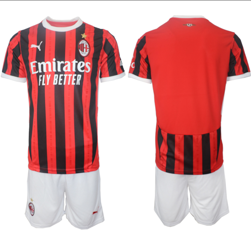 Men 2024-2025 Club AC Milan home Red Blank Soccer Jersey->ac milan jersey->Soccer Club Jersey